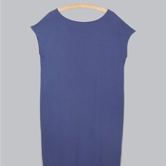 Eileen Fisher NWOT Bateau Neck Jersey Dress in navy size L - Picture 3 of 5